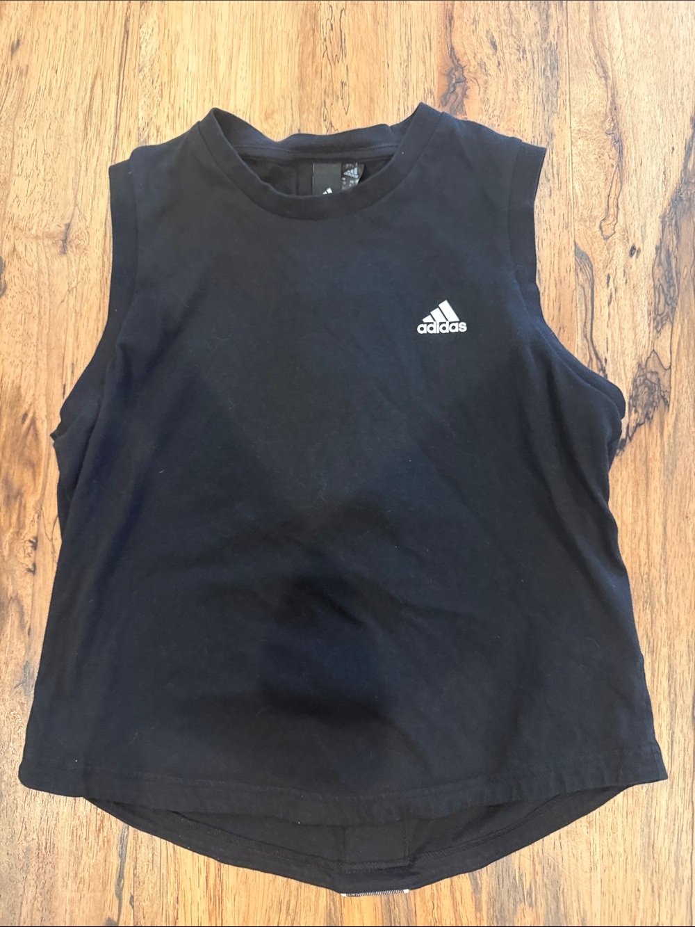 adidas Black Sleeveless Sports Tank with White Logo